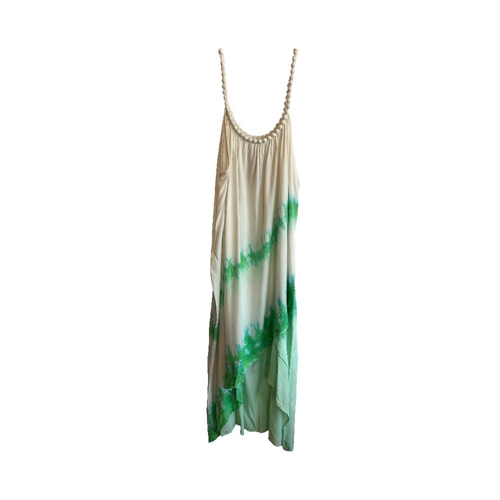 One Size Green and White Flowy Lightweight Summer Dress